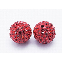 Grado A perlas de rhinestone, Pave bolas de discoteca, resina y arcilla de China, redondo, rojo, pp11 (1.7~1.8 mm), 12mm, agujero: 1.5 mm