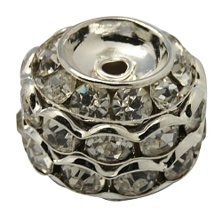 Perline strass in Ottone, grado a, rondelle, colore metallico platino, chiaro, 17mm