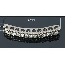 Zink-Legierung Strass-Perlen, Platin Farbe, 38~39x4.5x5 mm, Bohrung: 2 mm