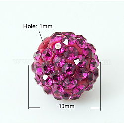 Perline palla di disco, Perline strass polimero argilla, grado a, fucsia, PP13 (1.9~2mm), 10mm, Foro: 1 mm