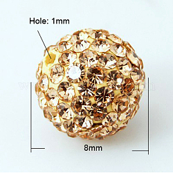 Perline palla di disco, Perline strass polimero argilla, grado a, pesca chiara, PP11 (1.7~1.8mm), 8mm, Foro: 1 mm