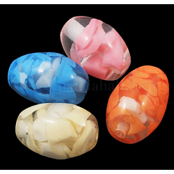 Abalorios de resina, imitación de piedras preciosas estilo, color mezclado, oval, aproximamente 19.5 mm de largo, 13.5 mm de ancho, agujero: 2.5 mm
