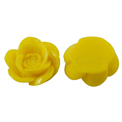 Resin Cabochons, No Hole, Flower, Yellow, 18mm in diameter, 8mm thick