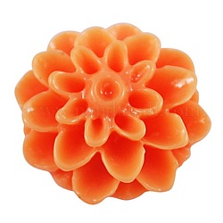Resin Cabochons, Flower, Dark Orange, 15mm in diameter, 8mm thick