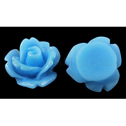 Resin Cabochons, Flower, Sky Blue, 10x6.5mm