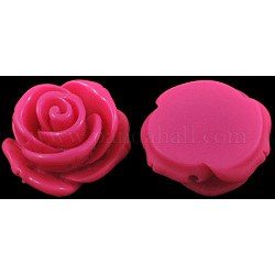 Resin Beads, Flower, Hot Pink, about 23mm in diameter, 13mm thick, hole: 2mm