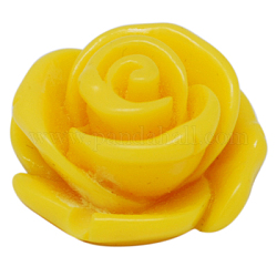Resin Beads, Flower, Yellow, Size: about 23mm in diameter, 13mm thic, hole: 2mm