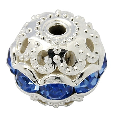 Латунные бусины со стразами  RB-A011-10mm-04S-1