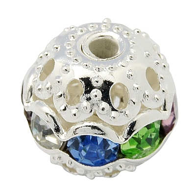 Латунные бусины со стразами  RB-A011-10mm-37S-1