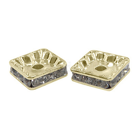 Brass Rhinestone Spacer Beads RB-A013-6x6-01LG-NF-1