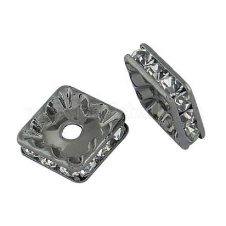 Abalorios de latón Diamante de imitación espaciador RB-A013-7x7-01B-1