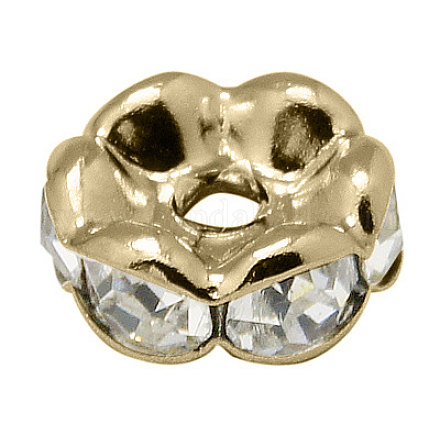 Brass Rhinestone Spacer Beads RB-A014-L10mm-01LG-NF-1