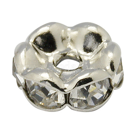 Abalorios de latón Diamante de imitación espaciador RB-A014-L10mm-01P-1