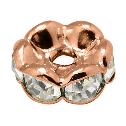 Brass Rhinestone Spacer Beads RB-A014-L10mm-01RG-NF-1