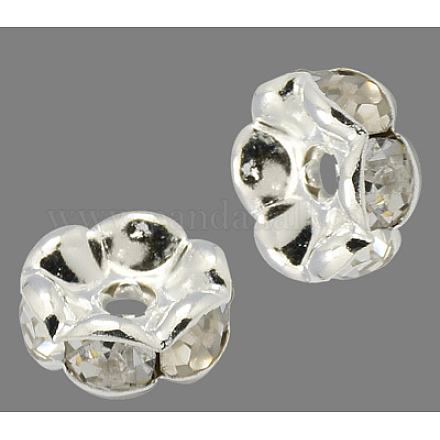 Abalorios de latón Diamante de imitación espaciador RB-A014-L12mm-01S-1