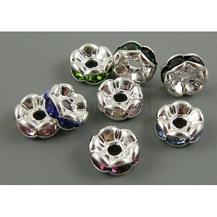 Brass Rhinestone Spacer Beads RB-A014-L12mm-S-1