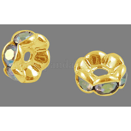 Brass Rhinestone Spacer Beads RB-A014-L5mm-28G-NF-1