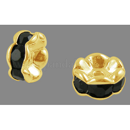 Brass Rhinestone Spacer Beads RB-A014-L6mm-02G-1