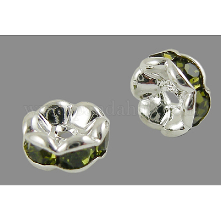 Abalorios de latón Diamante de imitación espaciador RB-A014-L6mm-09S-NF-1