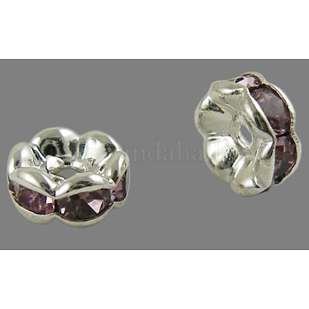 Abalorios de latón Diamante de imitación espaciador RB-A014-L6mm-10S-1
