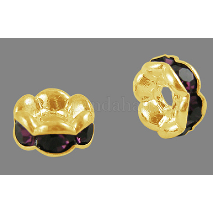 Brass Rhinestone Spacer Beads RB-A014-L6mm-11G-NF-1