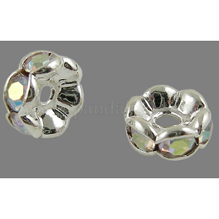 Abalorios de latón Diamante de imitación espaciador RB-A014-L8mm-28S-NF-1