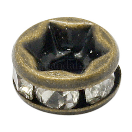 Abalorios de latón Diamante de imitación espaciador RB-A014-Z10mm-01AB-NF-1