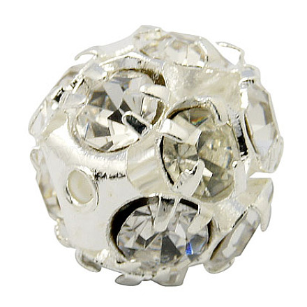 Brass Clear Rhinestone Beads RB-A017-12mm-S-1