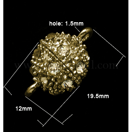 Alloy Rhinestone Magnetic Clasps with Loops RB-H116-3-AB-1-1
