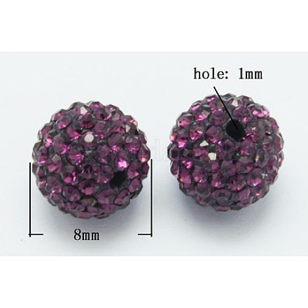 Grade A Rhinestone Pave Disco Ball Beads RB-Q101-1-1
