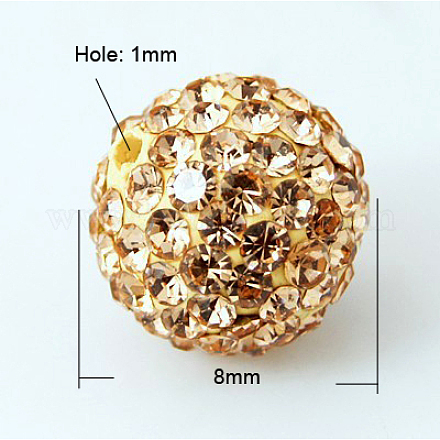 Perles de boule pavé disco  RB-Q195-8mm-362-1