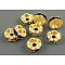 Brass Rhinestone Spacer Beads, Grade A, Wavy Edge, Golden Metal Color, Rondelle, Mixed Color, 6x3mm, Hole: 1mm