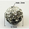 Mideast Rhinestone Beads, with Polymer Clay, Round Pave Disco Ball Beads, Gray, PP14(2~2.1mm), 12.5mm, Hole: 2mm