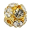 Brass Rhinestone Beads, Grade A, Round, Golden Metal Color, Clear, Size: about 6mm in diameter, hole: 1mm