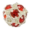Brass Rhinestone Beads, Grade A, Round, Silver Color Plated, Red, Size: about 6mm in diameter, hole: 1mm