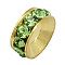 Grade A Brass Rhinestone Beads, Basketball Wives Spacer Beads for Jewelry Making, Rondelle, Golden, Lawn Green, 10x4mm, Hole: 5mm