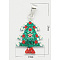 Sterling Silver Pendants, with Enamel and Rhinestone, Christmas Tree, Green, Size: about 28mm long, 15mm wide, 3.5mm thick, hole: 3.5mm