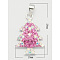 Sterling Silver Pendants, with Enamel and Rhinestone, Christmas Tree, Hot Pink, Size: about 28mm long, 15mm wide, 3.5mm thick, hole: 3.5mm
