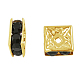 Brass Rhinestone Spacer Beads RB-A013-6x6-02G-1