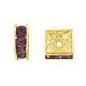 Brass Rhinestone Spacer Beads RB-A013-6x6-10G-1