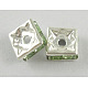 Abalorios de latón Diamante de imitación espaciador RB-A013-8x8-07S-NF-1