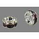 真鍮製ラインストーンスペーサービーズ  グレードA  ウェーブエッジ  銀色のメッキ  ロンデル  アメジスト  6x3mm  穴：1mm RB-A014-L6mm-11S-1