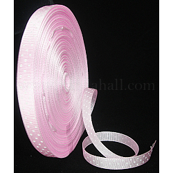 Polka Dot Ribbon Grosgrain Ribbon, Pink, three points on an oblique line, about 3/8 inch(10mm) wide, 50yards/roll(45.72m/roll)