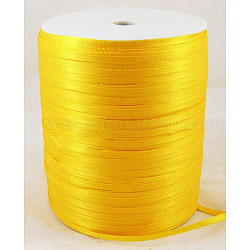 Double Face Satin Ribbon, Polyester Ribbon, Gold, 1/8 inch(3mm) wide, about 880yards/roll(804.672m/roll)