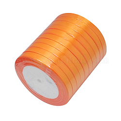 Односторонняя атласная лента, Полиэфирная лента, оранжевые, 1/4 дюйм (6 мм), о 25yards / рулон (22.86 м / рулон), 10 рулоны / группа, 250yards / группа (228.6 м / группа)