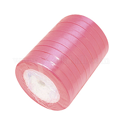 Ruban de satin à face unique, Ruban de polyester, rose, 1/4 pouce (6 mm), environ 25yards / rouleau (22.86m / rouleau), 10 rouleaux / groupe, 250yards / groupe (228.6m / groupe)