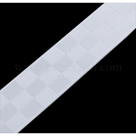 両面サテンリボン  市松模様のリボン  ホワイト  3/8インチ（10mm）  100ヤード/ロール（91.44メートル/ロール） RC017-029-1
