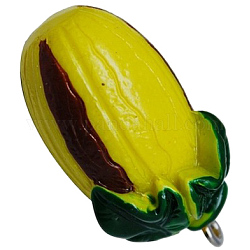 Coloridos colgantes de la resina, fruta, amarillo, tamaño: aproximamente 28 mm de largo, 17 mm de ancho, 17 mm de espesor, agujero: 2 mm, 100 unidades / bolsa