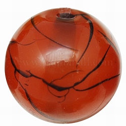 Colorful Resin Beads, Translucent with Crackle Pattern, Round, Orange Red, Size: about 16mm in diameter, hole: 2mm