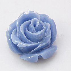 Opaque Resin Cabochons, Flower, Royal Blue, 15x7mm